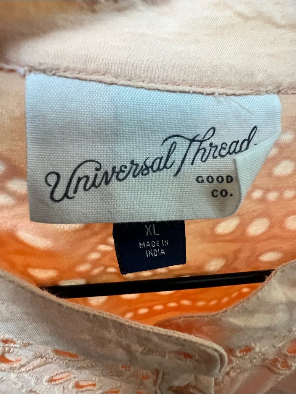 Universal Threads Eyelet Dress Orange Puff Sleeve CottageCore XL Babydoll Whimsy - Picture 5 of 13